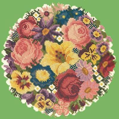 Victorian Posy Needlepoint Kit Kits Elizabeth Bradley Design Grass Green 

