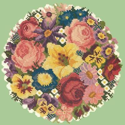 Victorian Posy Needlepoint Kit Kits Elizabeth Bradley Design Pale Green 
