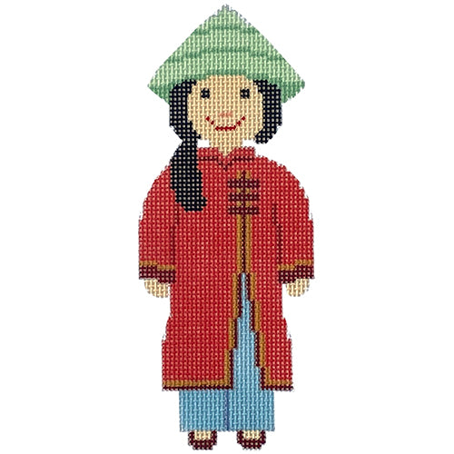 Vietnamese Girl Painted Canvas A Stitch in Time  - 1