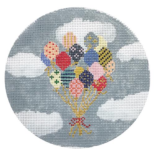 Vintage Circus - Balloons Ornament Painted Canvas The Plum Stitchery 