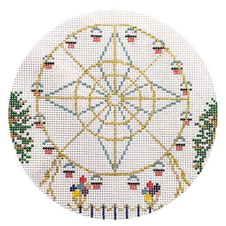 Vintage Circus   Ferris Wheel Painted Canvas The Plum Stitchery 
