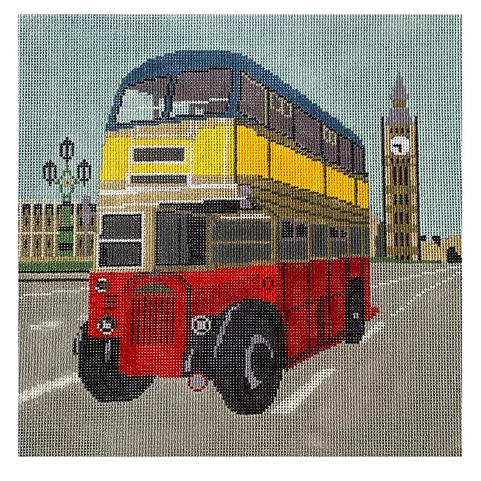 Vintage Double Decker Bus Painted Canvas Birds of a Feather 