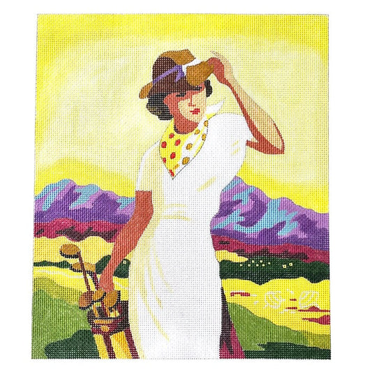 Vintage Golf Lady Painted Canvas Colors of Praise 