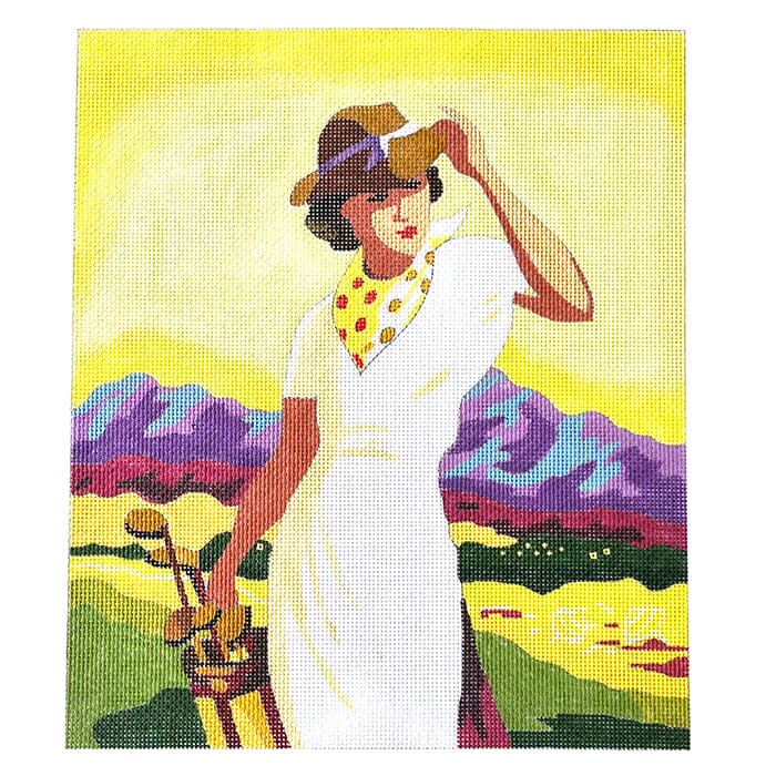 Vintage Golf Lady Painted Canvas Colors of Praise  - 1