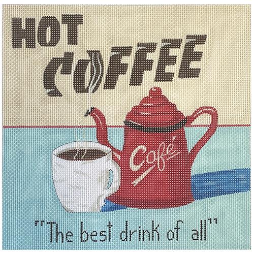 Vintage Hot Coffee Painted Canvas Alice Peterson Company  - 1