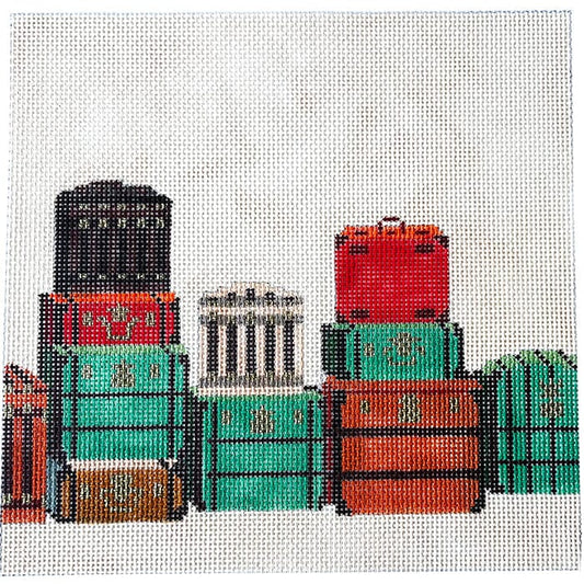 Vintage Luggage Painted Canvas Birds of a Feather 