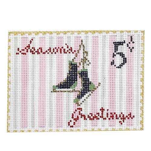 Vintage Stamp Collection - Ice Skates Painted Canvas The Plum Stitchery 