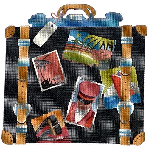 Vintage Suitcase Painted Canvas Colors of Praise  - 1