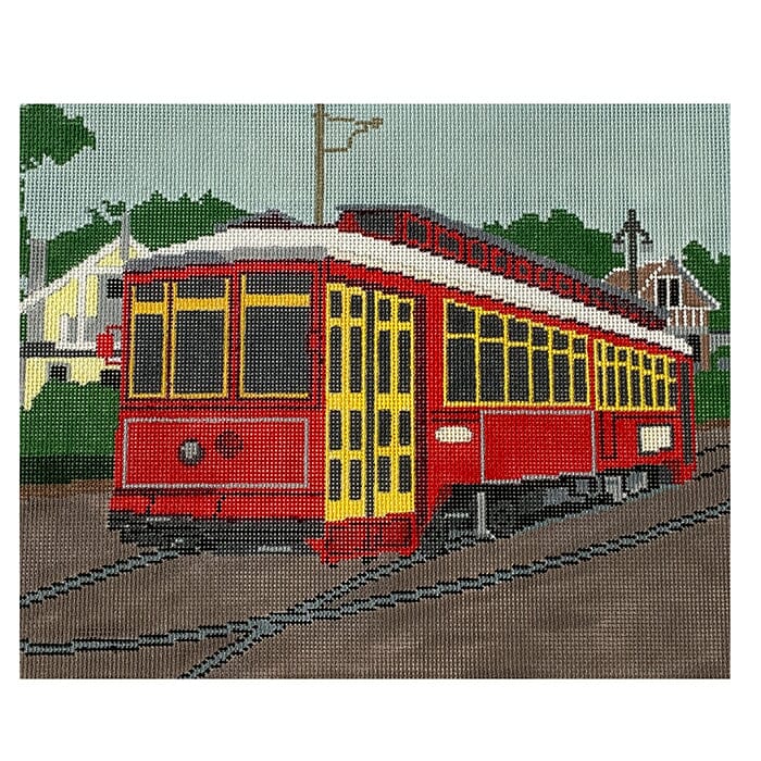 Vintage Trolley Car Painted Canvas Birds of a Feather 