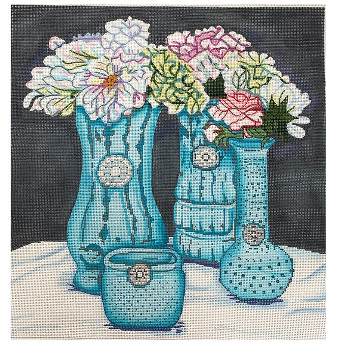 Vintage Vases Painted Canvas Sew Much Fun  - 1