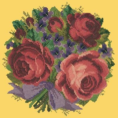 Violets & Roses Needlepoint Kit Kits Elizabeth Bradley Design Sunflower Yellow 