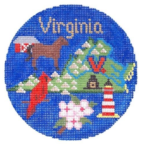 Virginia Ornament Painted Canvas Silver Needle 
