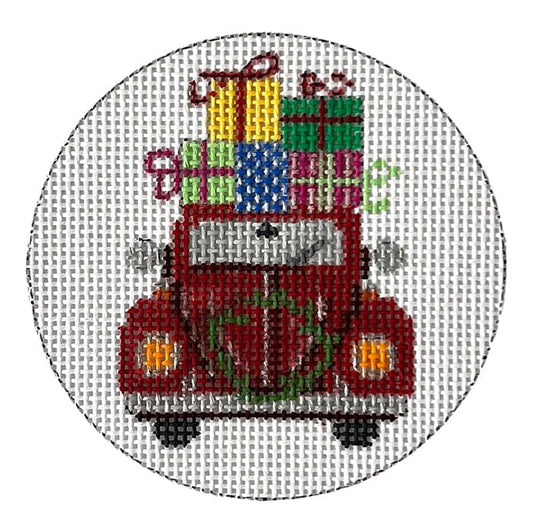 VW Bug with Gifts Ornament Painted Canvas Alice Peterson Company 