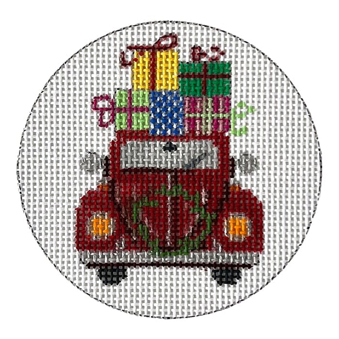 VW Bug with Gifts Ornament Painted Canvas Alice Peterson Company  - 1