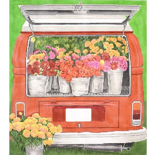 Wagon Bloomful Painted Canvas The Meredith Collection  - 1