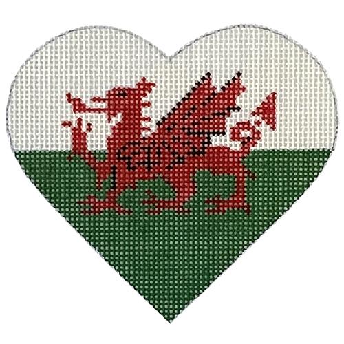 Wales Flag Heart Painted Canvas Pepperberry Designs 