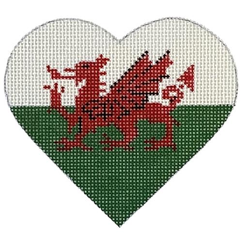Wales Flag Heart Painted Canvas Pepperberry Designs  - 1