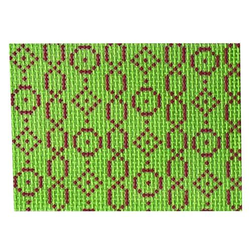 Wallet Insert--Geometric Chain on Green Painted Canvas Kristine Kingston 