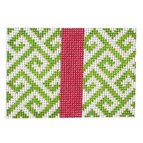 Wallet Insert-Green and Pink Painted Canvas Kristine Kingston 