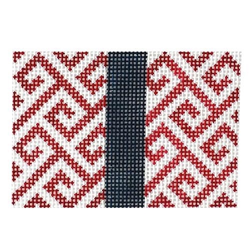 Wallet Insert-Red and Navy Painted Canvas Kristine Kingston 