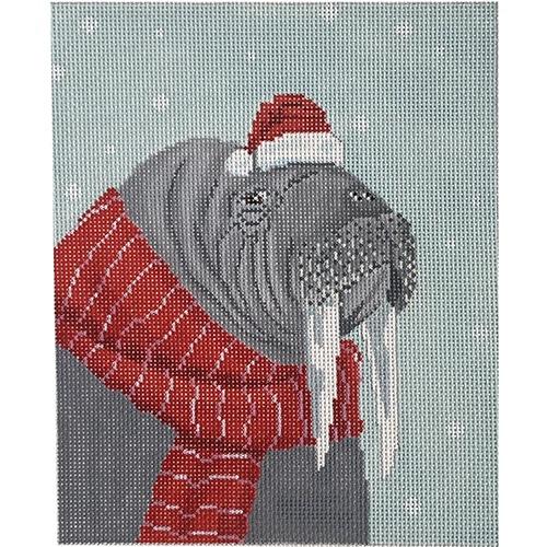 Walrus with Red Scarf Painted Canvas Scott Church Creative 