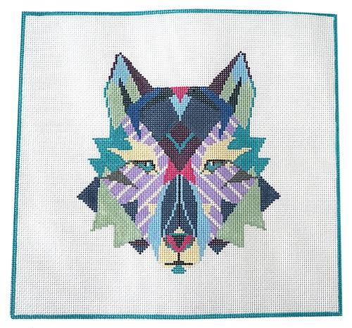 Wandering Wolf Painted Canvas Pewter & Pine  - 1