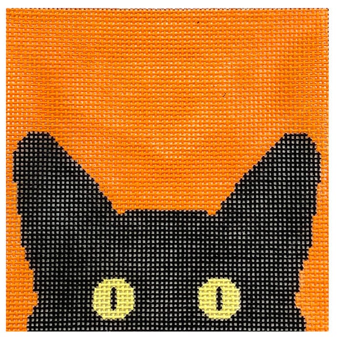 Warhol Cat Orange Painted Canvas Eye Candy Needleart 