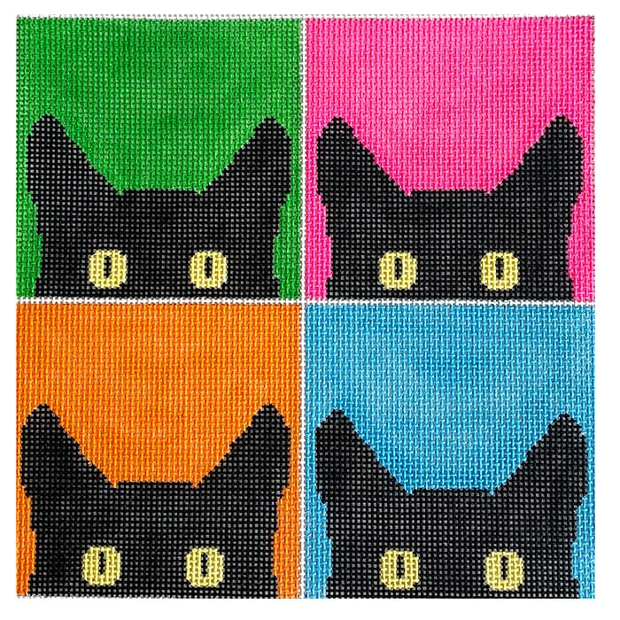 Warhol Cats on 18 ct. Painted Canvas Eye Candy Needleart 