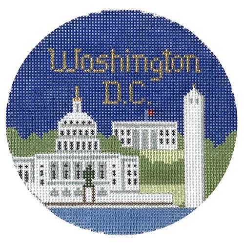 Washington, D.C. Ornament Painted Canvas Silver Needle 