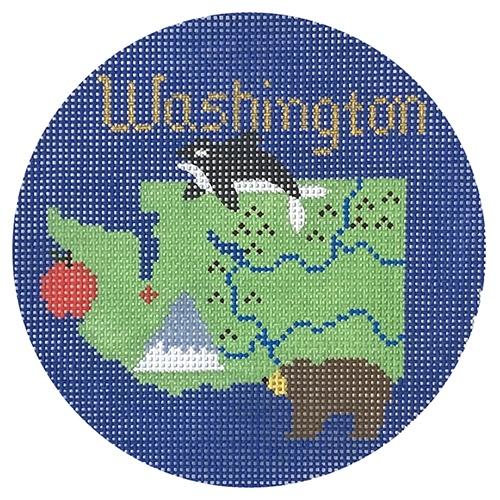 Washington Ornament Painted Canvas Silver Needle 