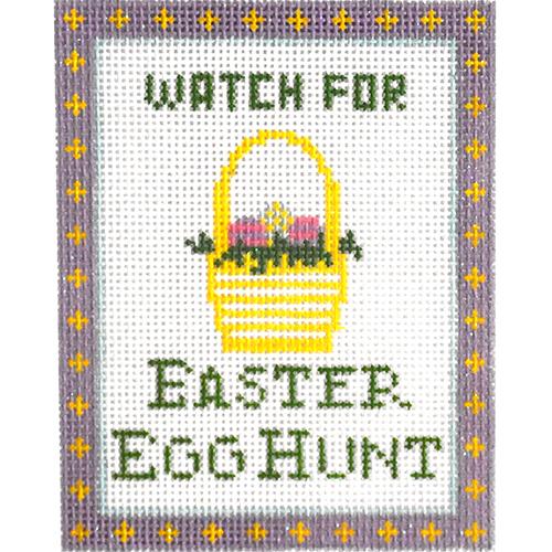 Watch for Easter Egg Hunt Ornament Painted Canvas Kimberly Ann Needlepoint 