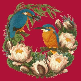 Water Lilies Needlepoint Kit Kits Elizabeth Bradley Design Bright Red 
