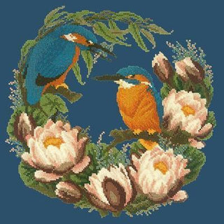 Water Lilies Needlepoint Kit Kits Elizabeth Bradley Design Dark Blue 
