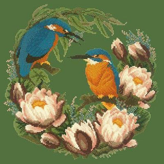 Water Lilies Needlepoint Kit Kits Elizabeth Bradley Design Dark Green 
