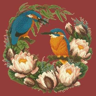 Water Lilies Needlepoint Kit Kits Elizabeth Bradley Design Dark Red 
