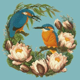 Water Lilies Needlepoint Kit Kits Elizabeth Bradley Design Duck Egg Blue 
