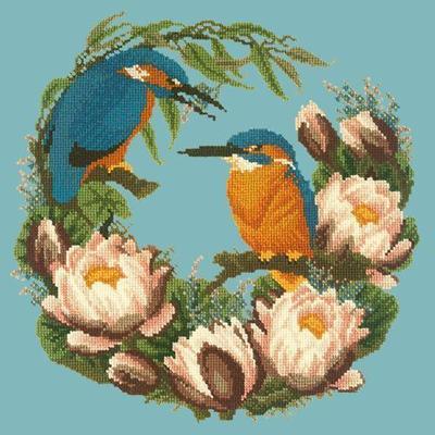 Water Lilies Needlepoint Kit Kits Elizabeth Bradley Design Duck Egg Blue 
