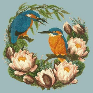 Water Lilies Needlepoint Kit Kits Elizabeth Bradley Design Pale Blue 

