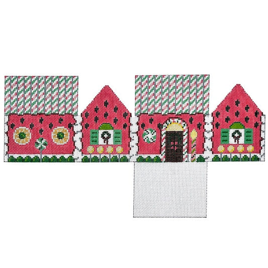 Watermelon 3D Gingerbread House on 18 Painted Canvas Susan Roberts Needlepoint Designs Inc. 