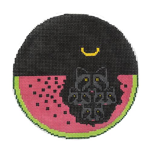 Watermelon Moon Ornament Painted Canvas Charley Harper  - 1