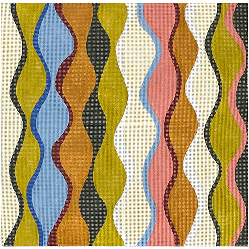 Wavy Harlequin   Orange Painted Canvas PLD Designs 
