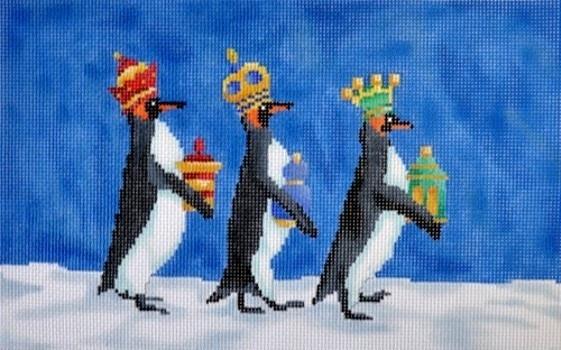 We Three Penguin Kings Painted Canvas Scott Church Creative  - 1
