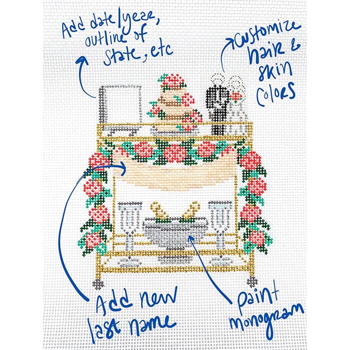 Wedding Bar Cart   Bride & Groom Painted Canvas Morgan Julia Designs  - 2