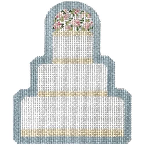 Wedding Cake   Brooke 3 Tier on Blue Painted Canvas The Plum Stitchery 
