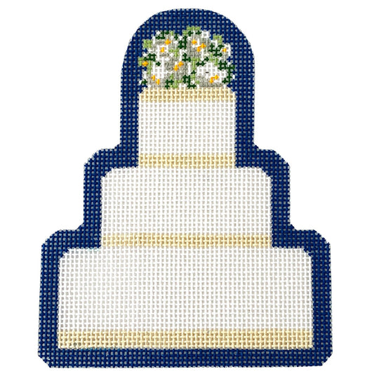 Wedding Cake - Megan on Dark Blue Painted Canvas The Plum Stitchery 