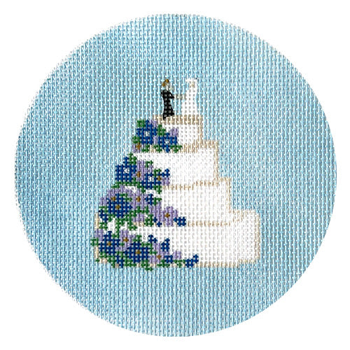 Wedding Cake with Flowers Round Painted Canvas KCN Designers 
