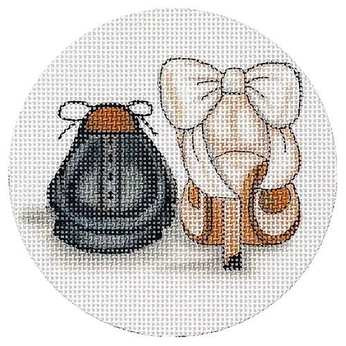 Wedding Shoes Round Painted Canvas Alice Peterson Company  - 1