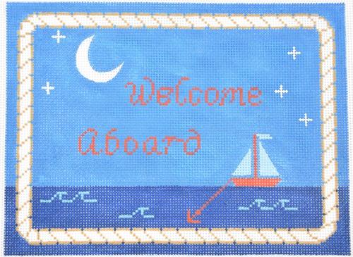 Welcome Aboard Painted Canvas Kate Dickerson Needlepoint Collections  - 1