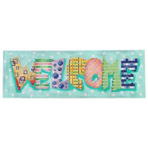 Welcome Patterned Letters Painted Canvas Associated Talents 