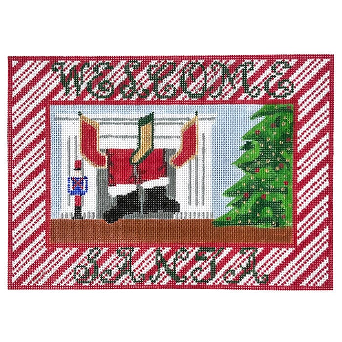 Welcome, Santa Painted Canvas Susan Battle Needlepoint 